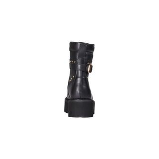 Black Leather Lace-Up Boots
