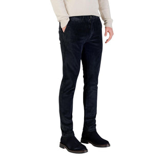 Blue Cotton Casual Pants