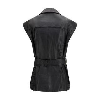 Black Goatskin Sleeveless Jacket