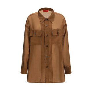 Brown Lycra Dress Shirt