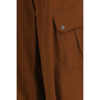 Brown Cotton Casual Pants