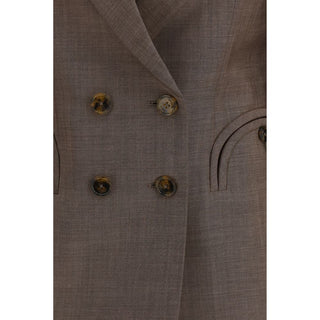 Brauner Fleece-Wollblazer