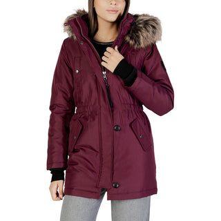 Bordeauxroter Polyester-Parka