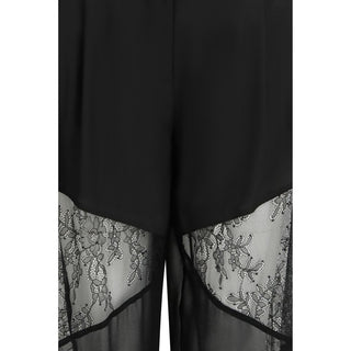 Black Polyester Casual Pants