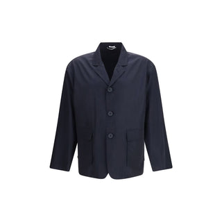 Blue Polyester Full-Length Jacket