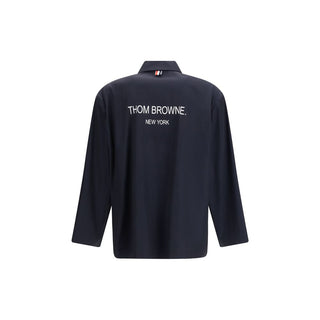 Blue Polyester Full-Length Jacket