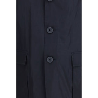 Blue Polyester Full-Length Jacket