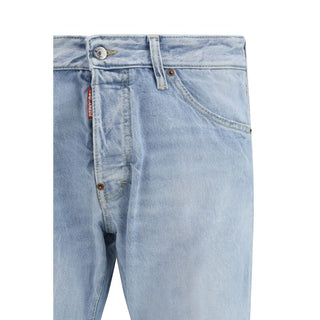 Blaue Jeans mit geradem Bein aus Baumwolle