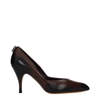 Zapatos de tacón alto de cuero marrón