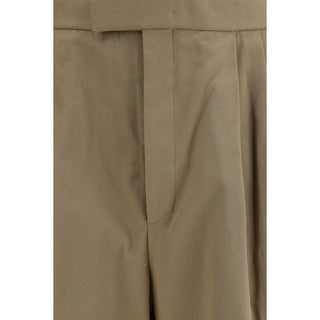 Beige Cotton Casual Pants