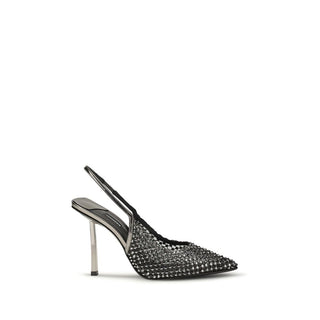 Schwarze Nylon High Heel Pumps