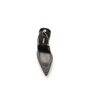 Black Nylon High Heel Pumps