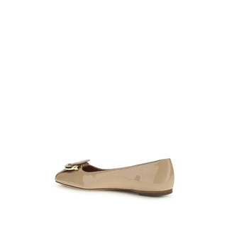 Beige Kalbsleder Ballettschuhe