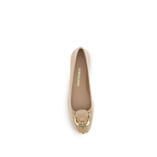 Beige Kalbsleder Ballettschuhe