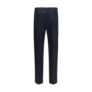 Blue Cotton Casual Pants