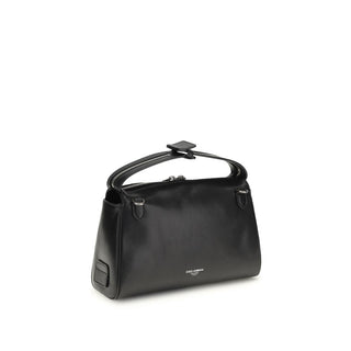 Handtasche aus schwarzem Kalbsleder (Bos Taurus)