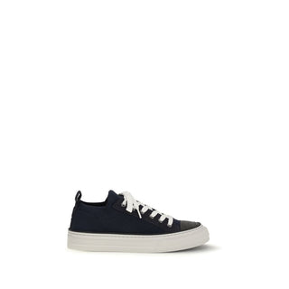 Blue Cotton Low Top Sneakers