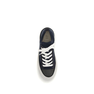 Blue Cotton Low Top Sneakers