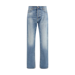 Blaue Jeans mit geradem Bein aus Baumwolle