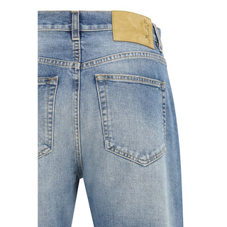 Blaue Jeans mit geradem Bein aus Baumwolle