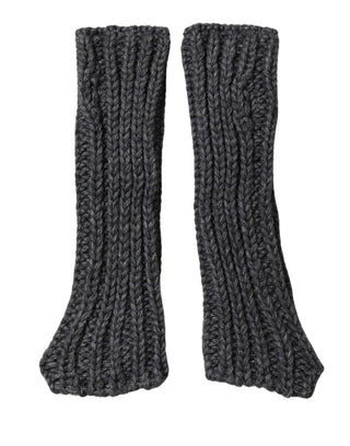 Guantes sin dedos de punto acrílico gris para calentar los brazos