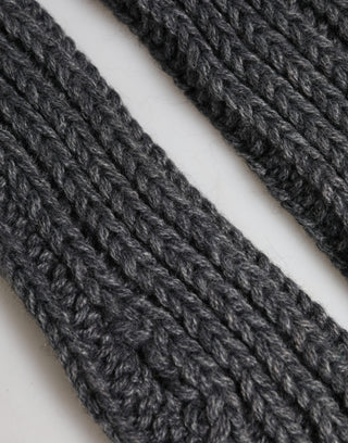 Guantes sin dedos de punto acrílico gris para calentar los brazos