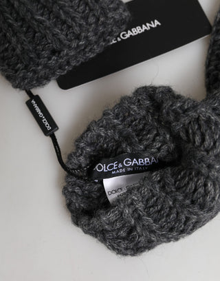 Guantes sin dedos de punto acrílico gris para calentar los brazos
