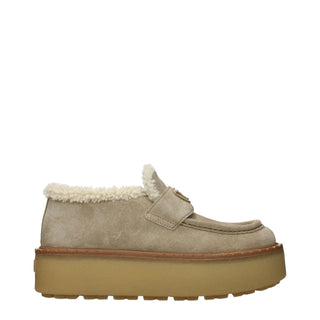 Beige Leder Plateauslipper