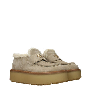Beige Leder Plateauslipper