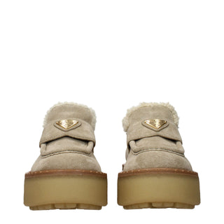 Beige Leder Plateauslipper