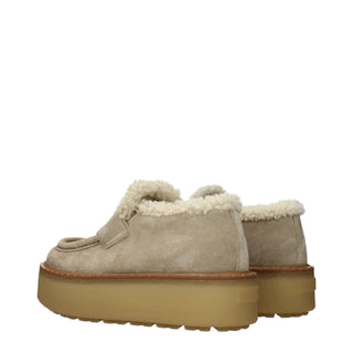 Beige Leder Plateauslipper