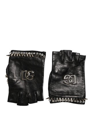 Guantes mitones negros decorados para mujer hasta la muñeca
