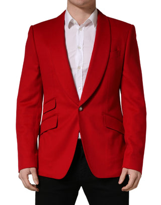 Blazer rojo de cachemira con un solo botón