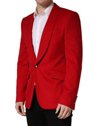 Blazer rojo de cachemira con un solo botón