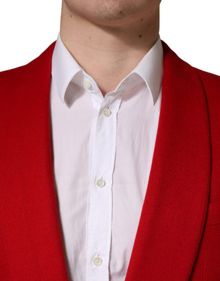 Blazer rojo de cachemira con un solo botón