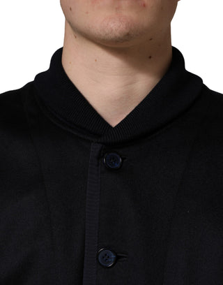 Chaqueta negra de cachemira de punto con botones