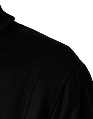 Chaqueta negra de cachemira de punto con botones
