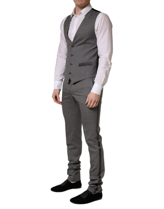 Gray Wool Single Breasted 1 Button 3PC Suit