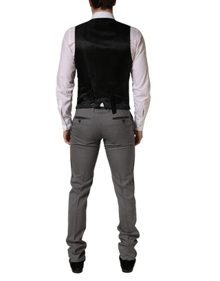 Gray Wool Single Breasted 1 Button 3PC Suit