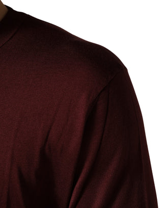 Maroonfarbener Herrenpullover aus Seide mit Rundhalsausschnitt