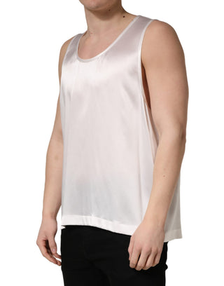 Ärmelloses Tank-Top aus weißem Satindesign