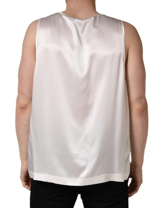 Ärmelloses Tank-Top aus weißem Satindesign