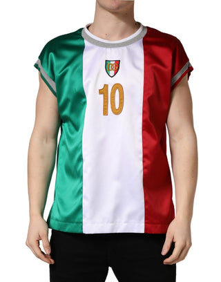 Camiseta sin mangas multicolor con logo DG de satén Italia