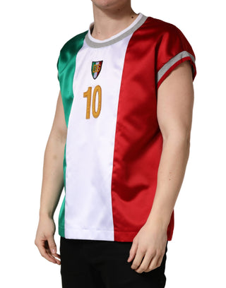 Camiseta sin mangas multicolor con logo DG de satén Italia