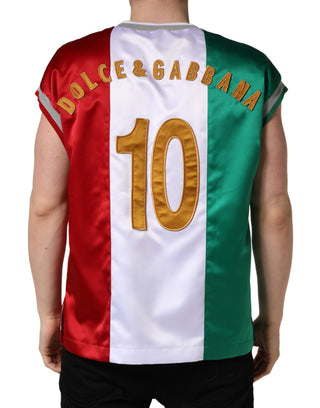 Camiseta sin mangas multicolor con logo DG de satén Italia