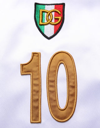 Camiseta sin mangas multicolor con logo DG de satén Italia