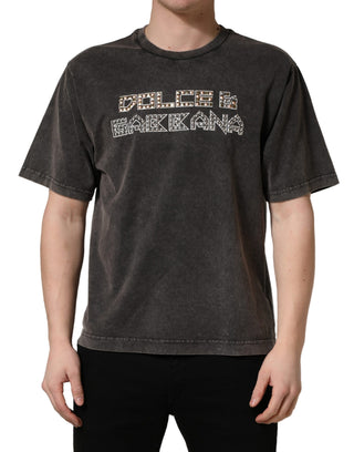 Graues Logo Verziertes Herren Rundhals-T-Shirt