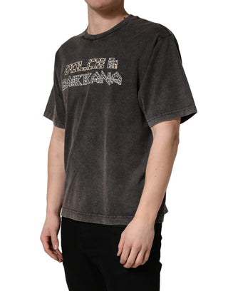 Graues Logo Verziertes Herren Rundhals-T-Shirt