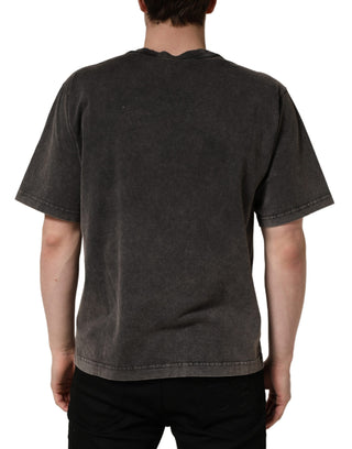 Graues Logo Verziertes Herren Rundhals-T-Shirt
