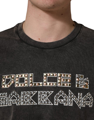 Graues Logo Verziertes Herren Rundhals-T-Shirt